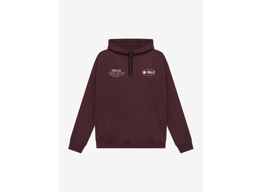 Loose Fit Hoodie Chest Brushed Dusty Bordeaux Jongens  Hoodie