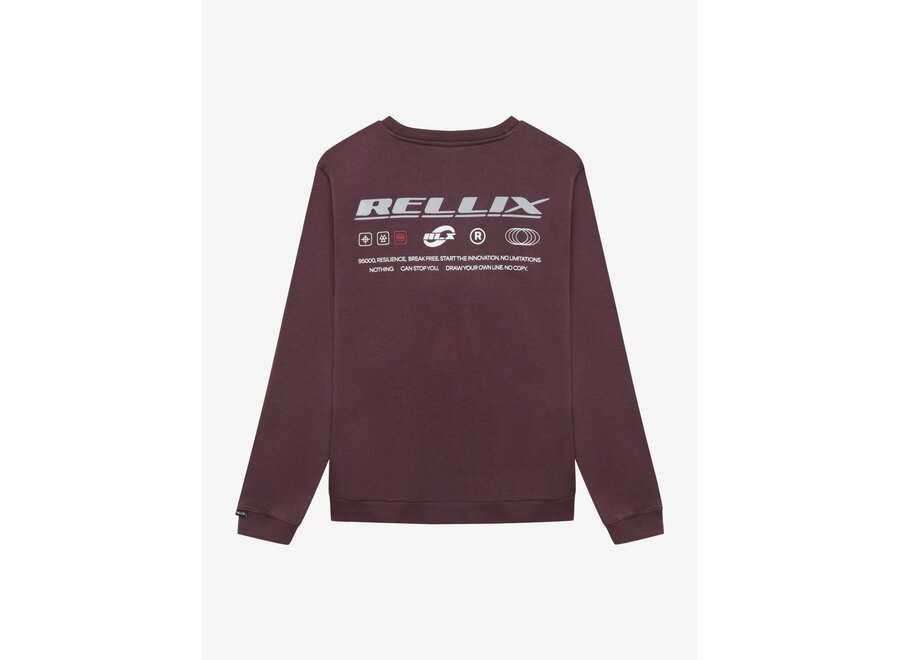 Sweater Rellix Backprint Brush  Dusty Bordeaux Jongens  Trui
