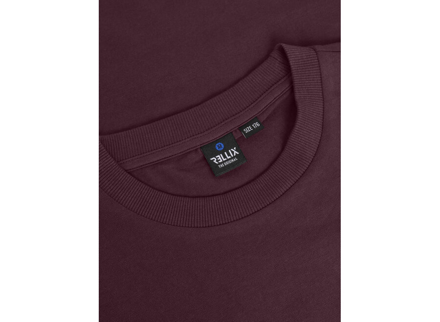 T-Shirt Basic Badge  Dusty Bordeaux Jongens  T-shirt