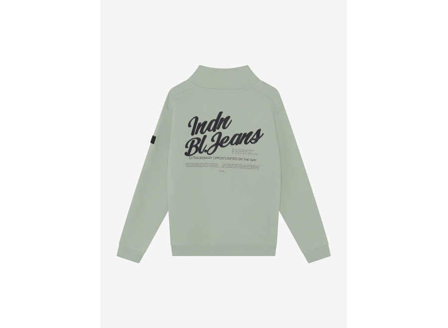 Zip Sweater INDN Brushed  Dust Green  Jongens  Trui