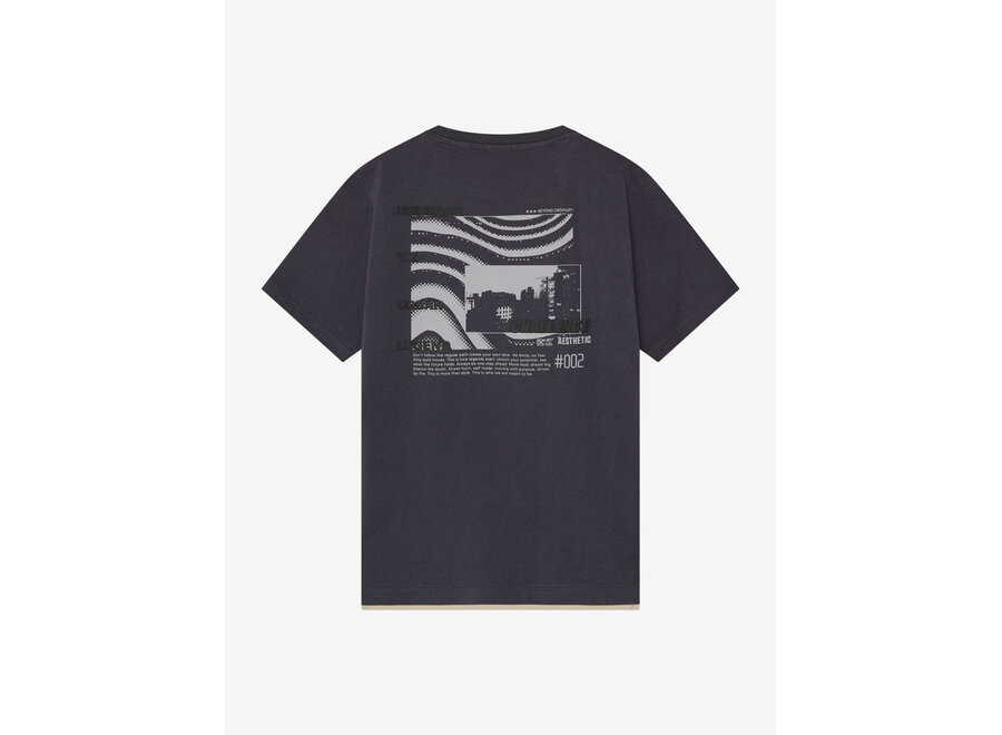 Loose Fit T-Shirt Backprint  Dusty Dark Purple Jongens  T-shirt
