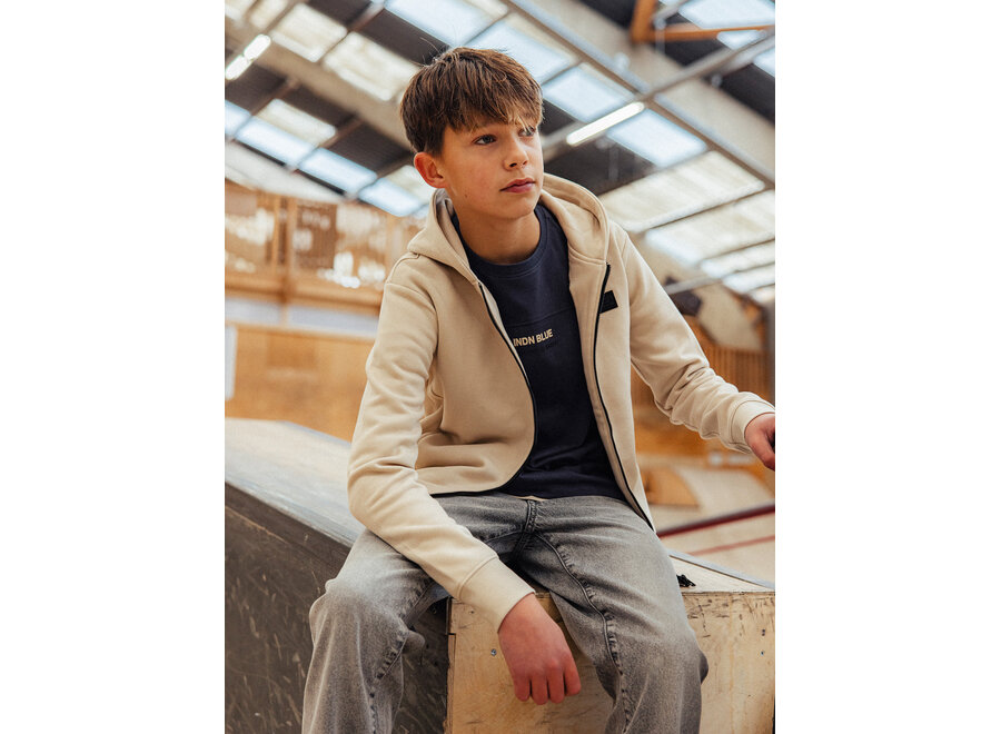 Hooded Zip Jacket Brushed  Pale Sand  Jongens  Vest