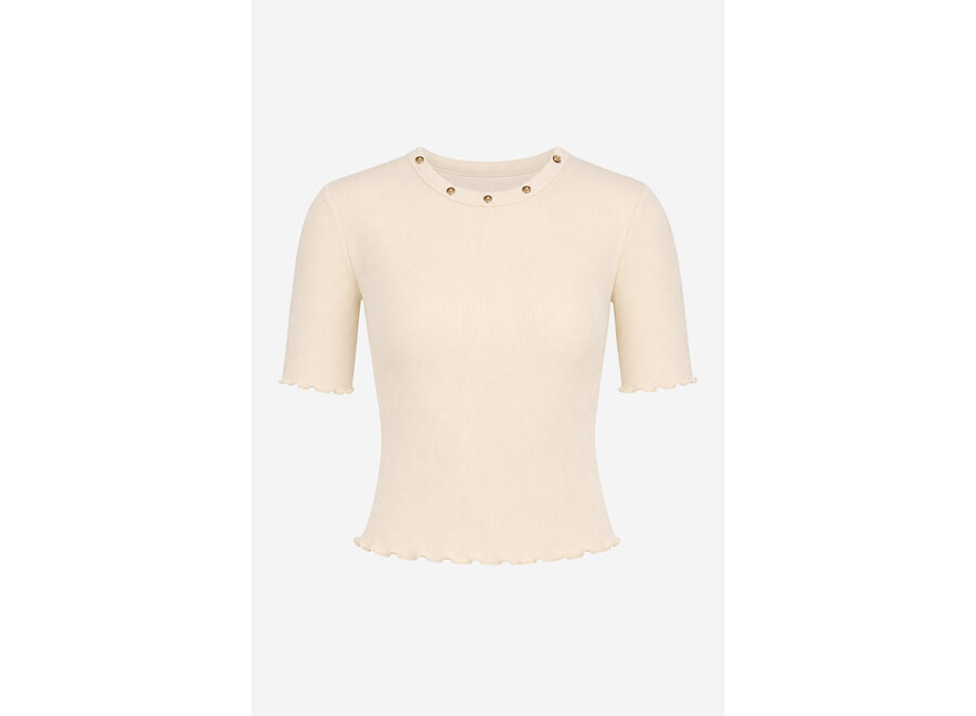 Sanna Rib Top  Almond Milk Meisjes Top