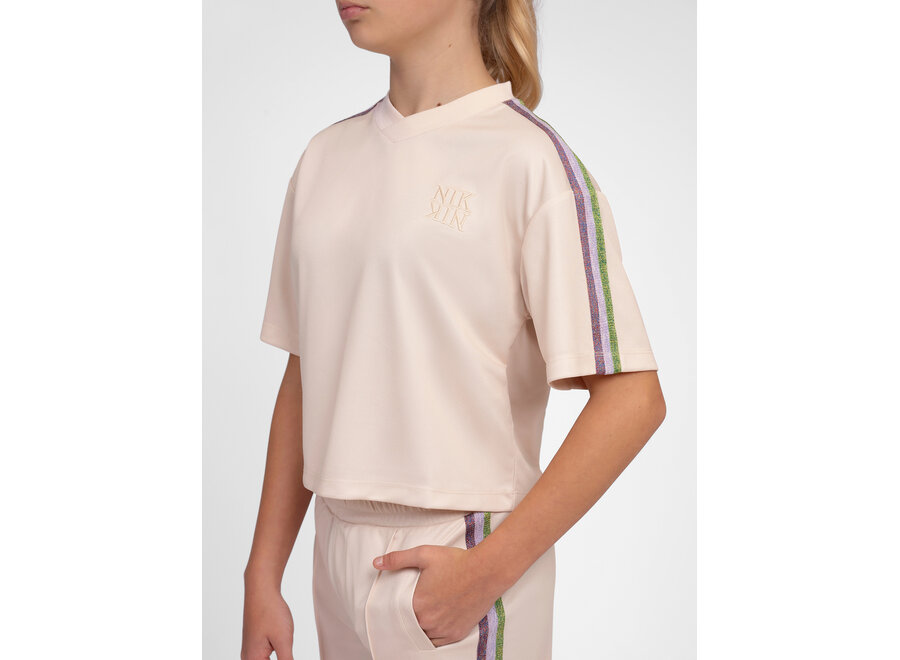 Sallie Track T-Shirt   Almond Milk Meisjes T-shirt