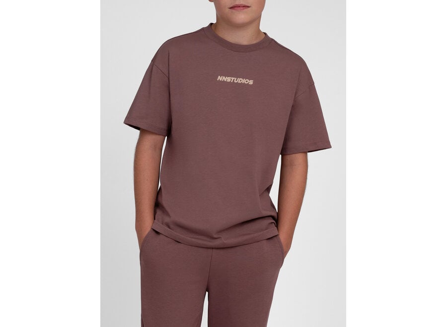 Neil Oversized T-shirt  Aubergine Brown Jongens T-shirt