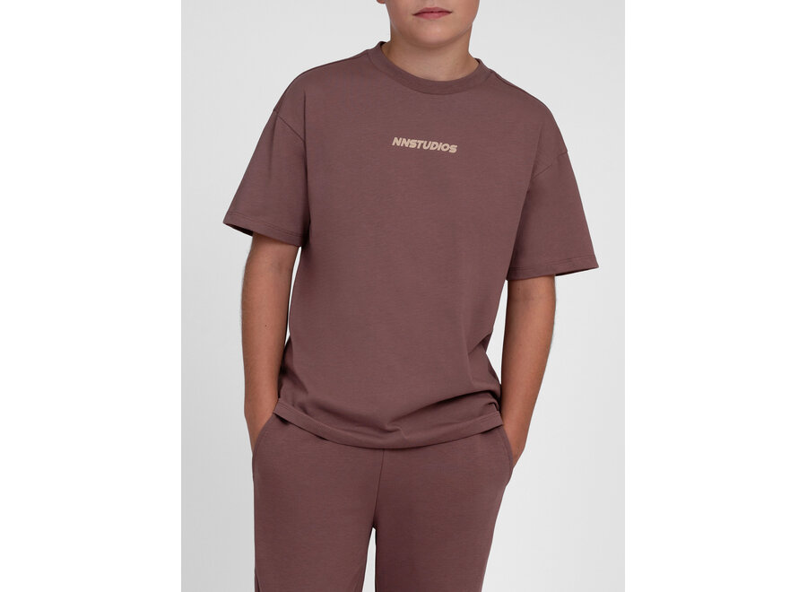 Neil Oversized T-shirt  Aubergine Brown Jongens T-shirt