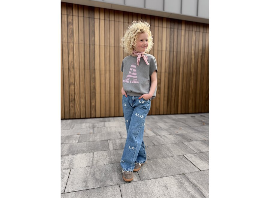 Kids Woven Wide Leg Denim Pants  Denim Blue Meisjes Jeans