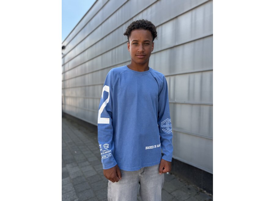 Multi Logo Raglan  Blue Jongens Longsleeve