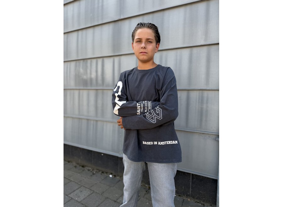 Multi Logo Raglan Black Jongens Longsleeve