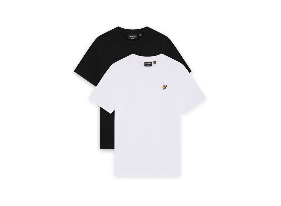 2-Pack Plain T-Shirt  Jet Black/ White Jongens  Ondershirt