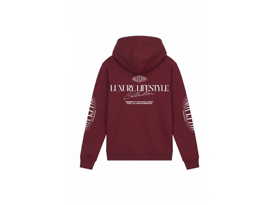 Malelions Junior Relaxed Lifestyle Zip Hoodie  Burgundy Jongens  Hoodie