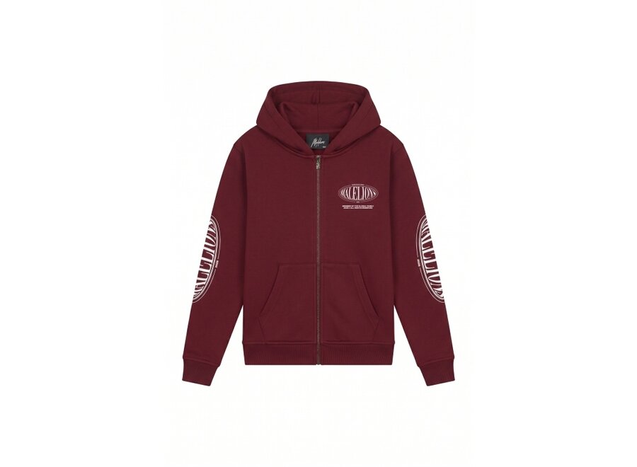 Malelions Junior Relaxed Lifestyle Zip Hoodie  Burgundy Jongens  Hoodie