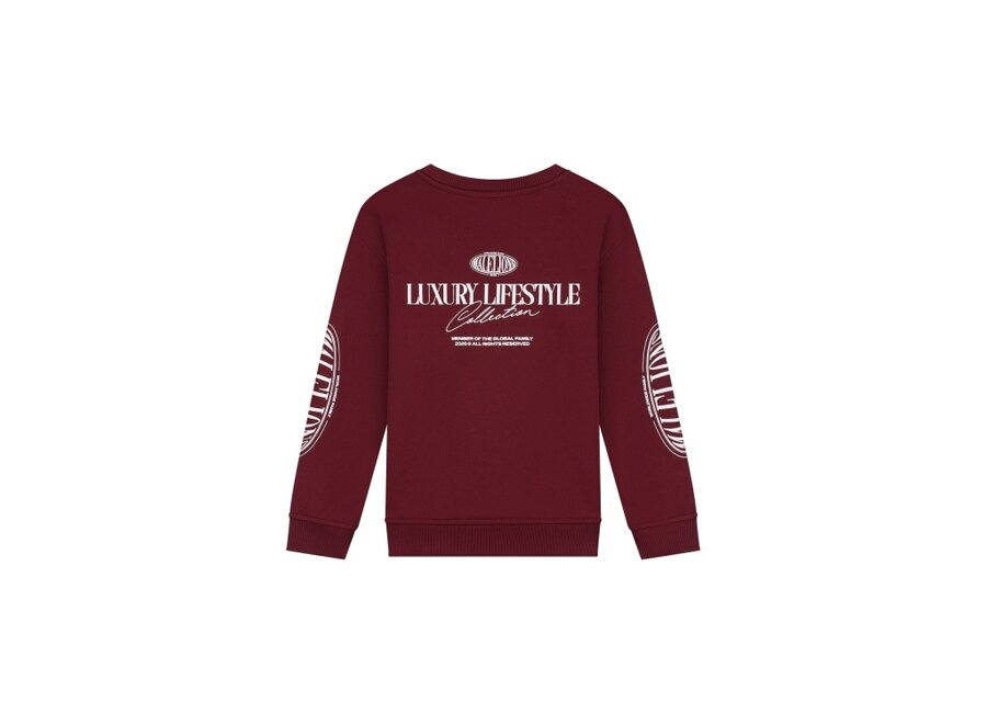Malelions Junior Relaxed Lifestyle Sweater  Burgundy Jongens  Trui