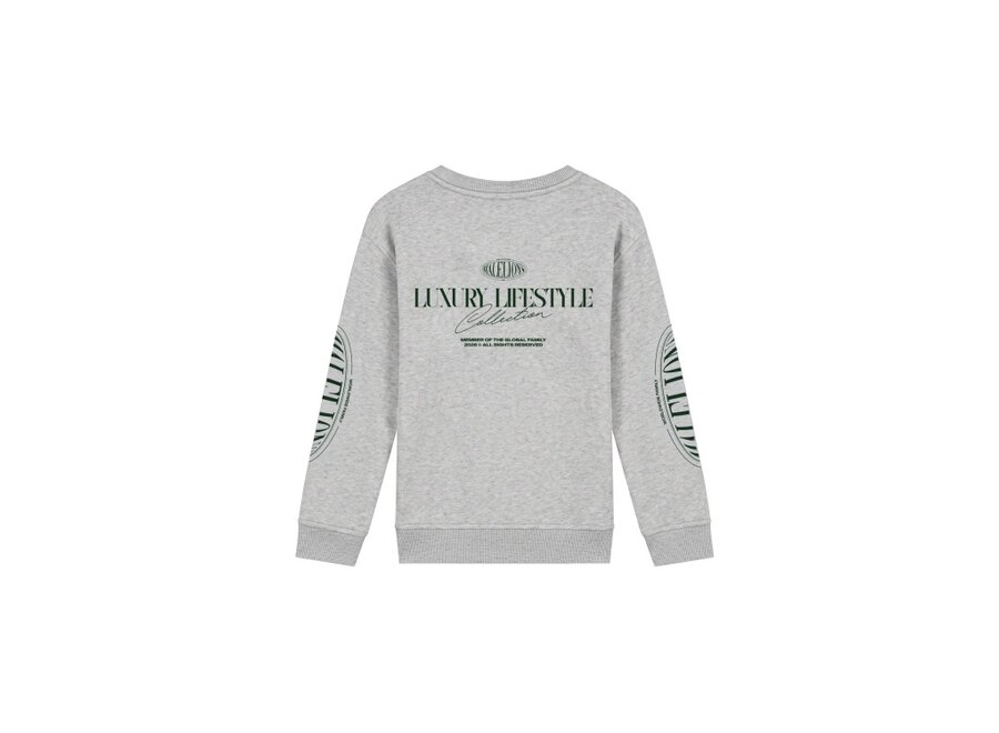 Malelions Junior Relaxed Lifestyle Sweater  Grey Melange Jongens  Trui