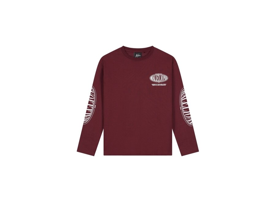 Malelions Junior Relaxed Lifestyle Longsleeve T-Shirt Burgundy Jongens  Longsleeve
