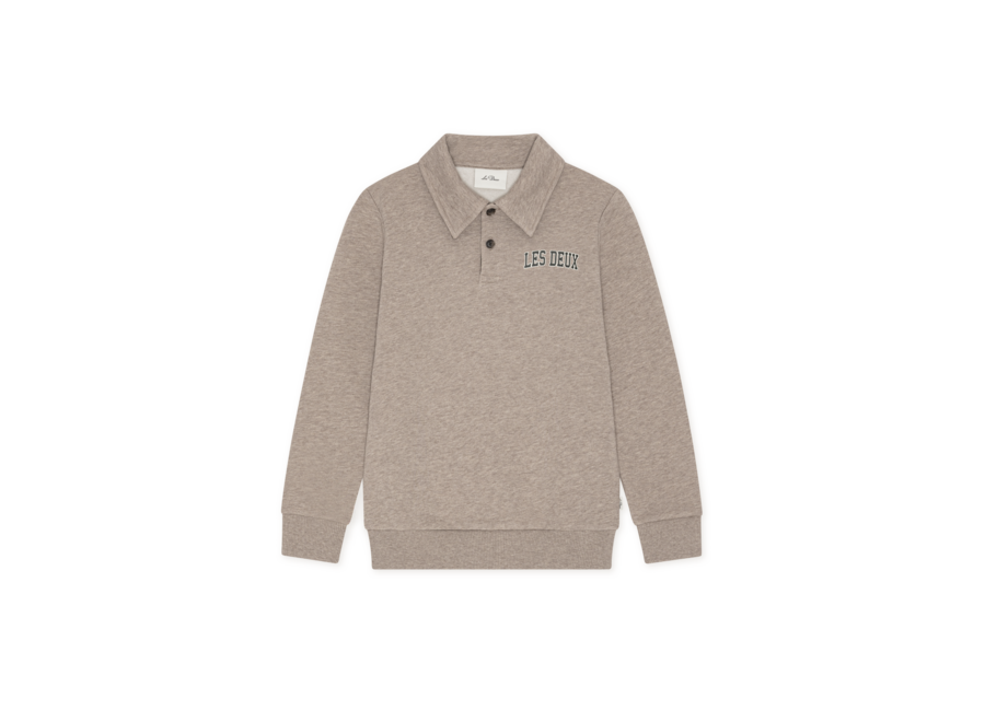 College Rugby Polo Sweatshirt KIDS  Dark Sand Melange Jongens Trui