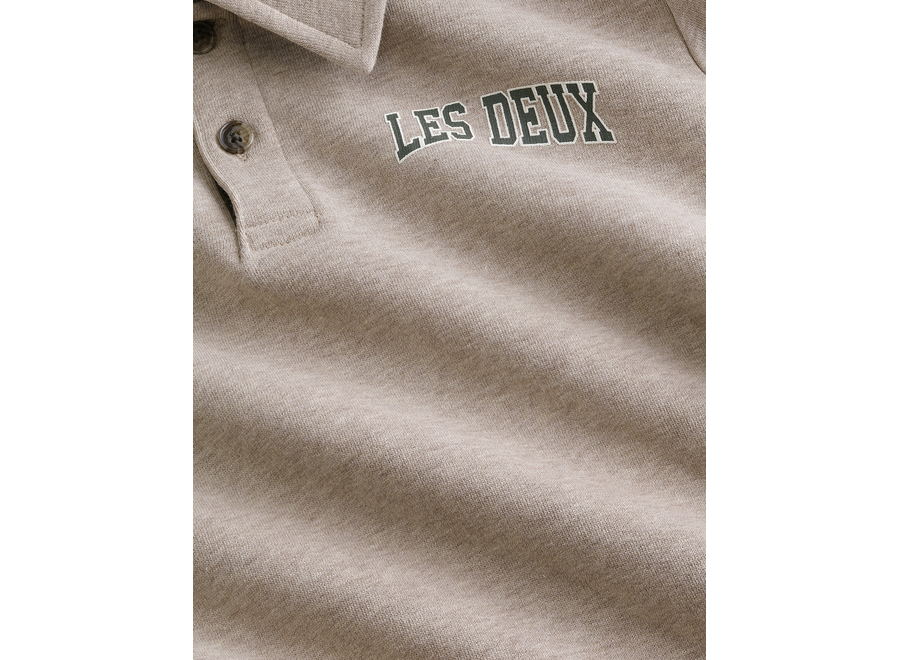 College Rugby Polo Sweatshirt KIDS  Dark Sand Melange Jongens Trui