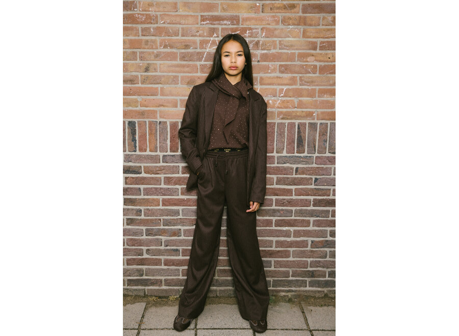 Kendal Pinstripe Vis 540 G Fudge Meisjes  Blazer