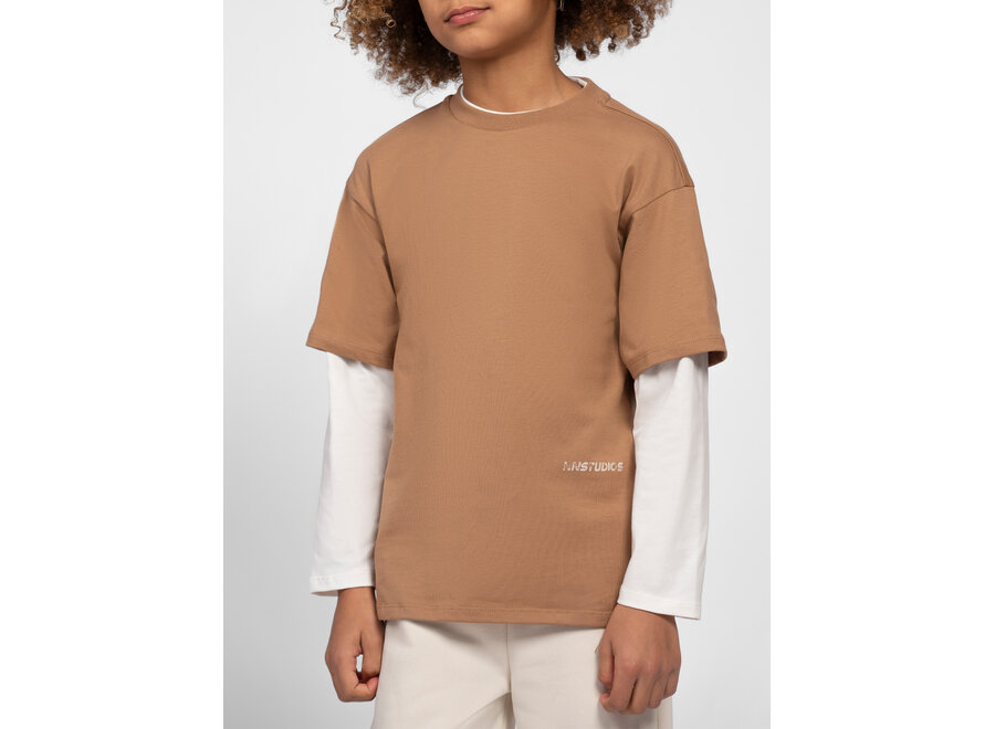 Ades Oversized T-Shirt  Caramel Brown Jongens Longsleeve