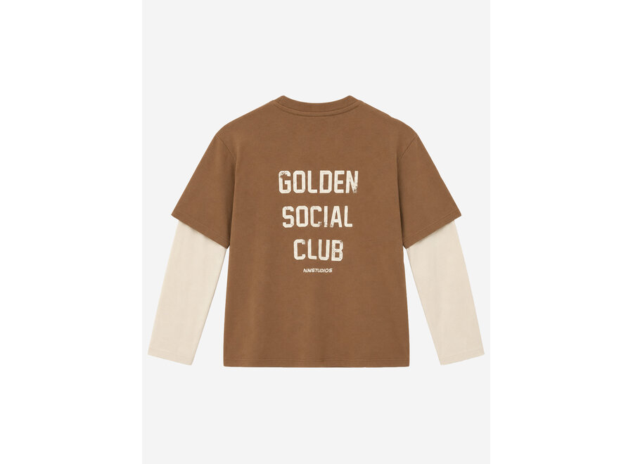 Ades Oversized T-Shirt  Caramel Brown Jongens Longsleeve