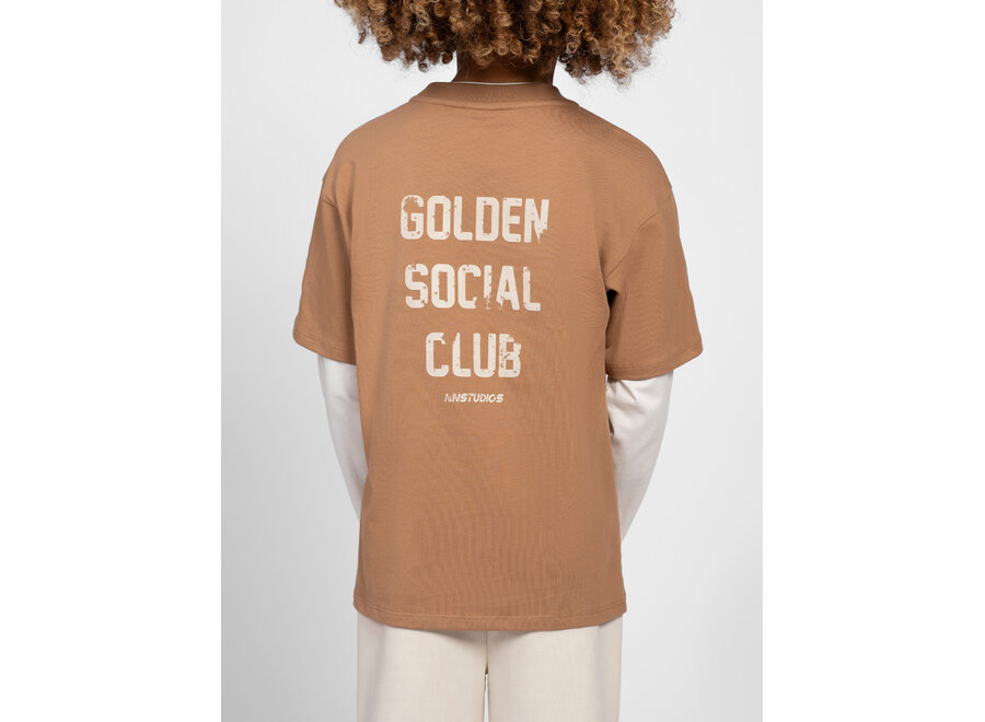 Ades Oversized T-Shirt  Caramel Brown Jongens Longsleeve