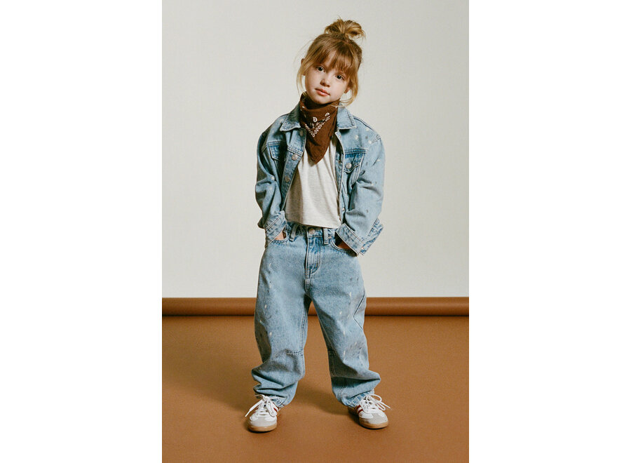 Kids Woven Painted Spots Denim Pants  Light Blue Denim Meisjes  Broek