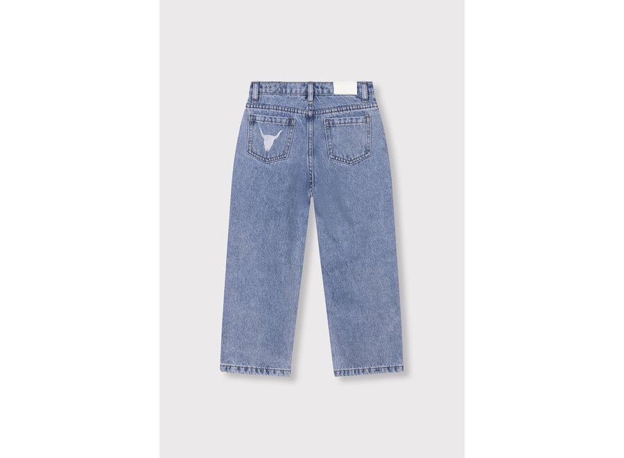 Kids Woven Flowy Denim Pants Mid Denim Blue Meisjes  Broek