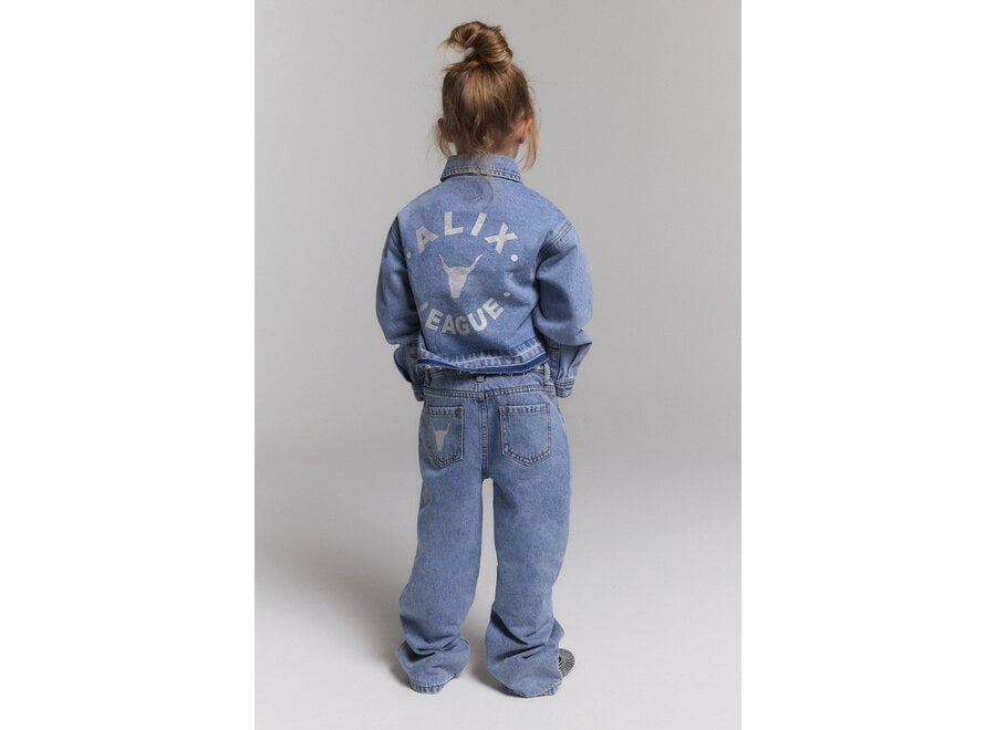 Kids Woven Flowy Denim Pants Mid Denim Blue Meisjes  Broek