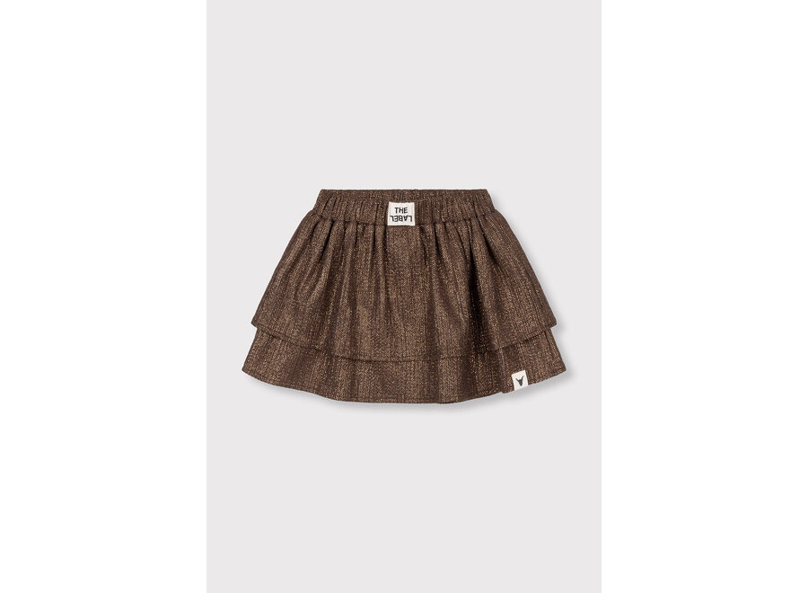 Kids Knitted Shiny Skirt  Warm Brown Meisjes  Rok