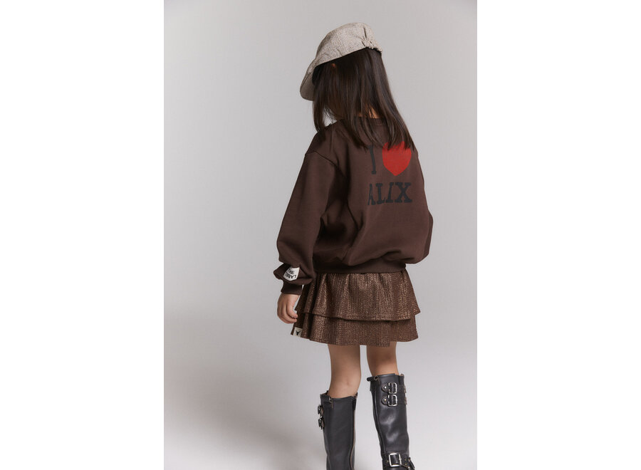 Kids Knitted Shiny Skirt  Warm Brown Meisjes  Rok