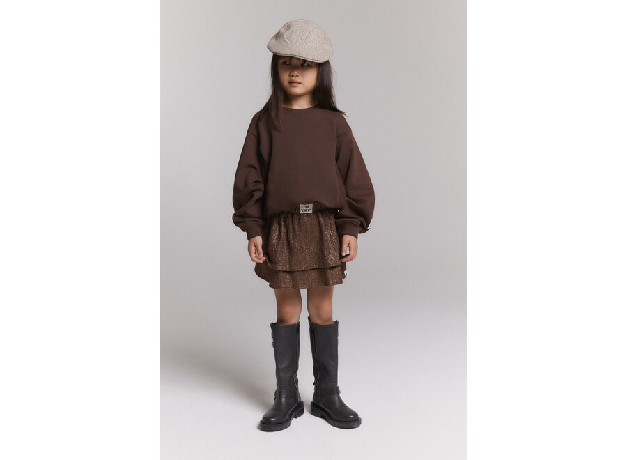 Kids Knitted Shiny Skirt  Warm Brown Meisjes  Rok