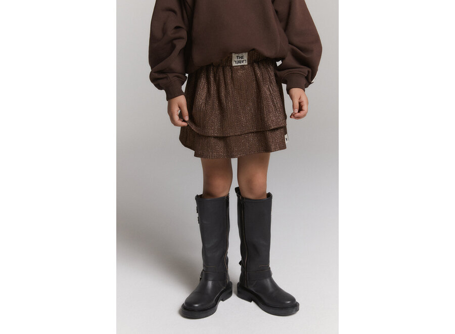 Kids Knitted Shiny Skirt Warm Brown Meisjes  Rok