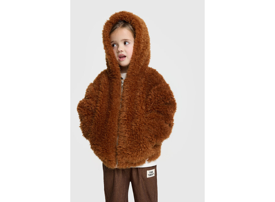 Kids Woven Fur Coat  Cognac Meisjes  Jas