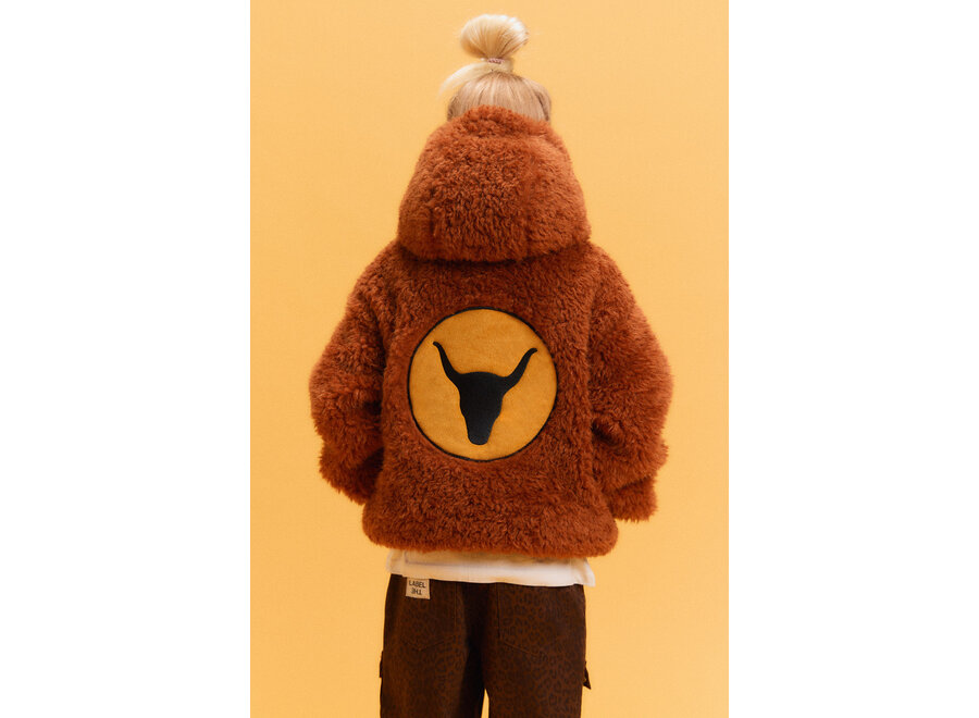 Kids Woven Fur Coat  Cognac Meisjes  Jas