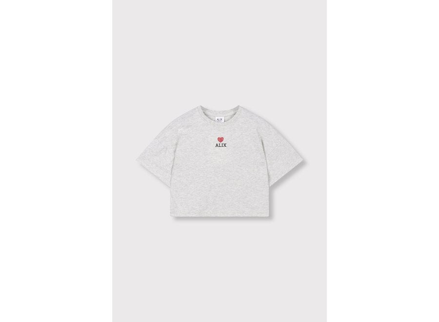 Kids Knitted Batwing T-Shirt  Light Grey Melange Meisjes  T-shirt