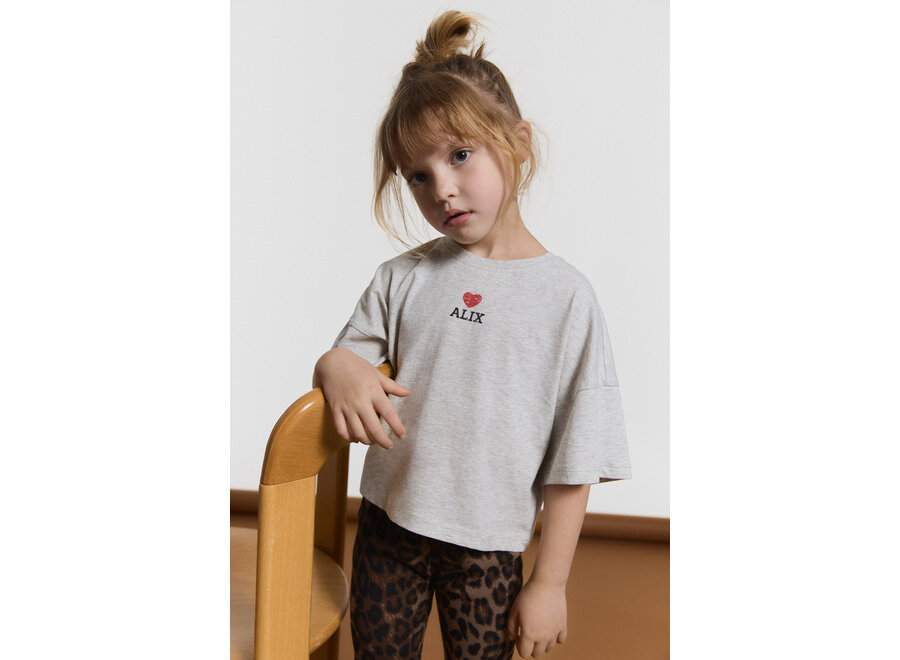 Kids Knitted Batwing T-Shirt  Light Grey Melange Meisjes  T-shirt