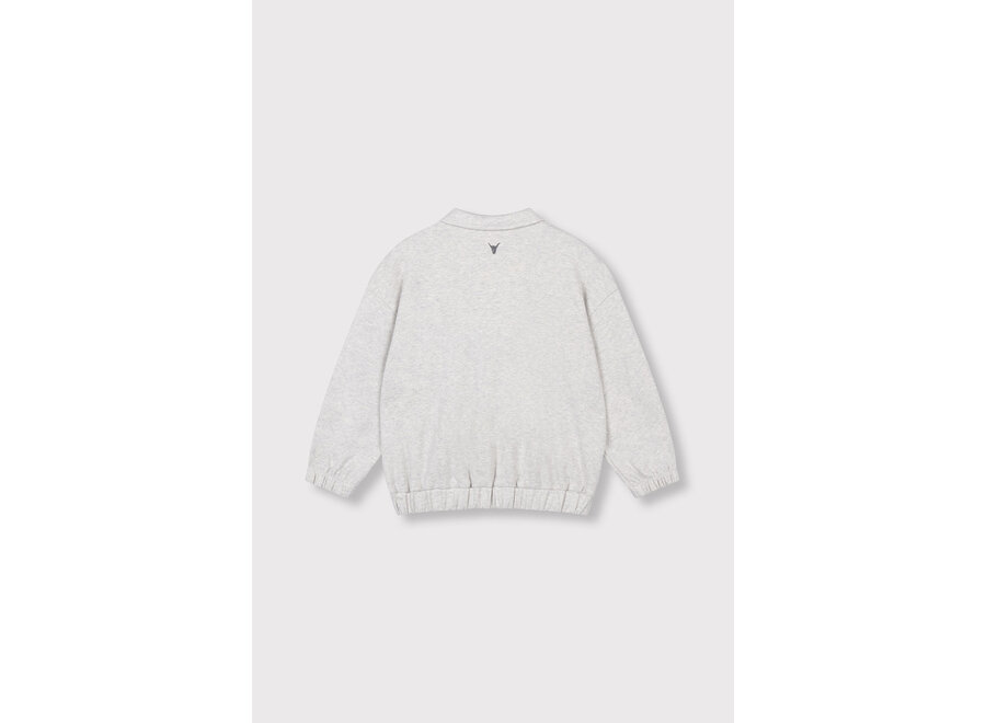 Kids Knitted Polo Sweater  Light Grey Melange Meisjes  Trui