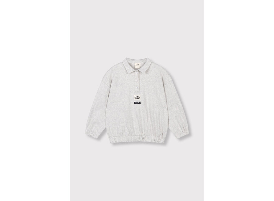 Kids Knitted Polo Sweater  Light Grey Melange Meisjes  Trui