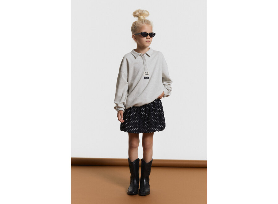 Kids Knitted Polo Sweater  Light Grey Melange Meisjes  Trui