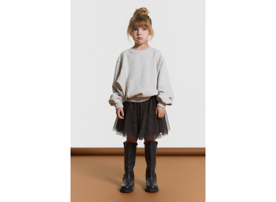 Kids Knitted Batwing Sweater  Light Grey Melange Meisjes  Trui