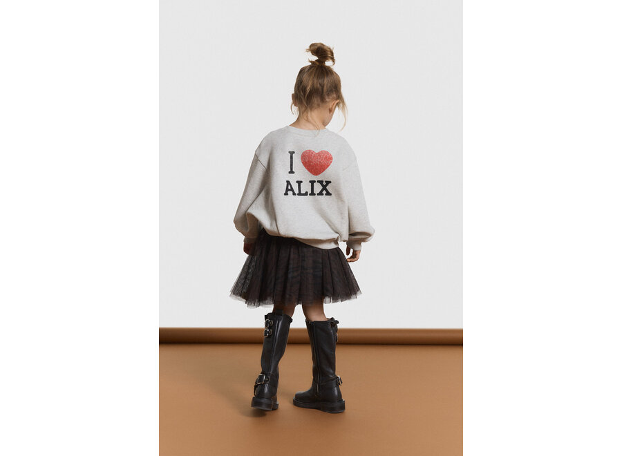 Kids Knitted Batwing Sweater  Light Grey Melange Meisjes  Trui