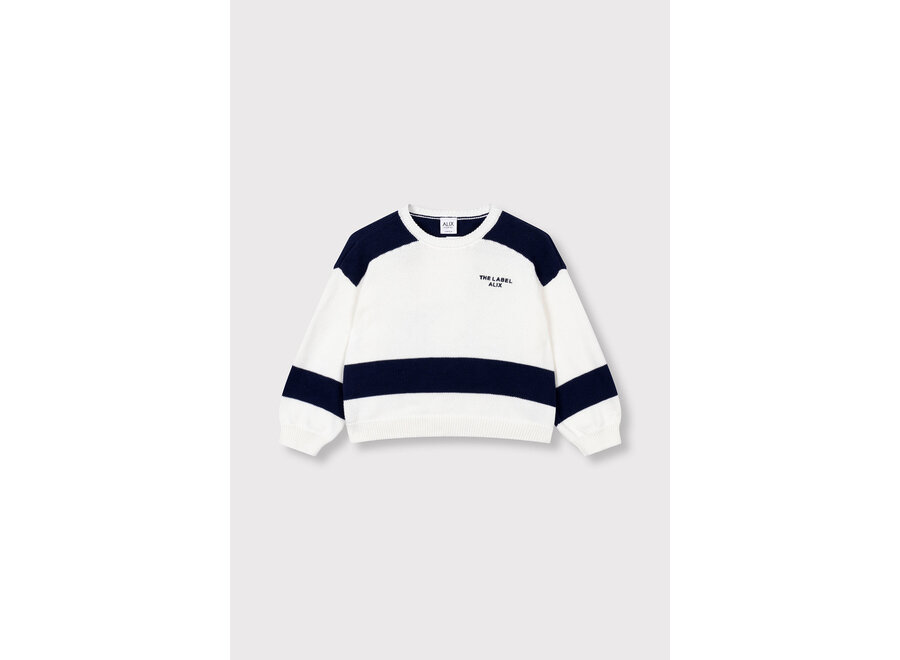 Kids Knitted Stripe Pullover  Cream Meisjes  Pullover
