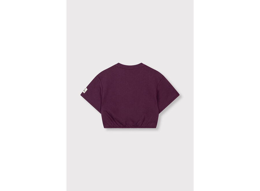 Kids Knitted Cropped T-Shirt  Aubergine Meisjes  T-shirt
