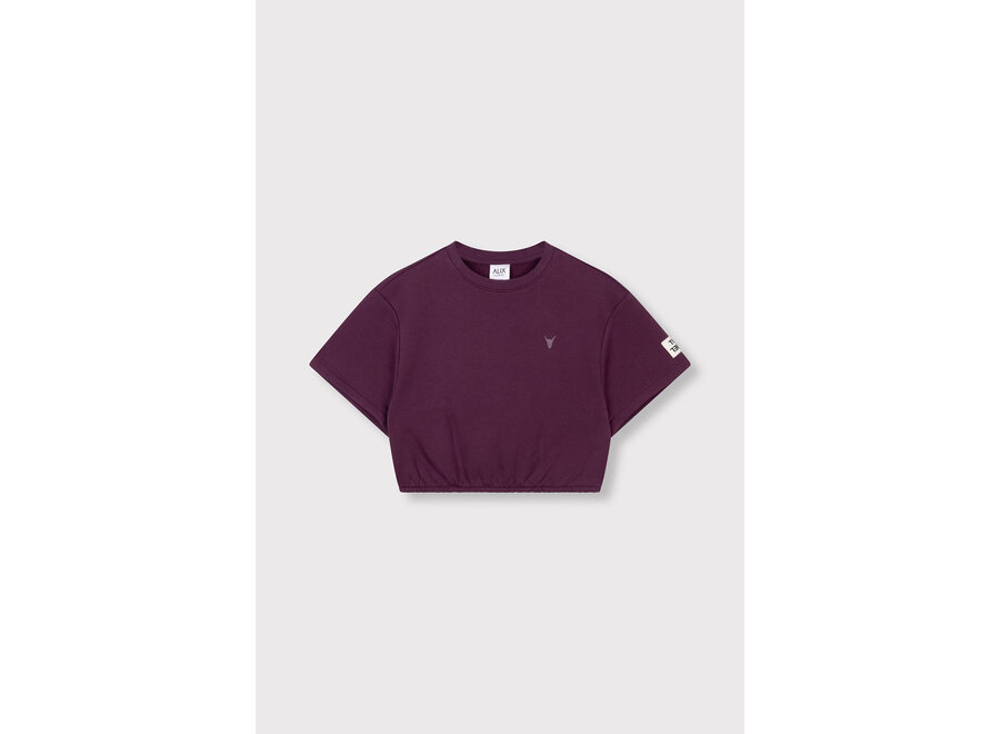 Kids Knitted Cropped T-Shirt  Aubergine Meisjes  T-shirt