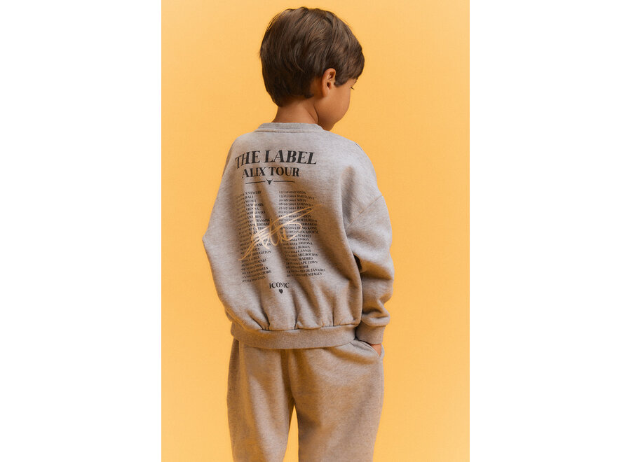Kids Knitted World Tour Sweater Soft Grey Melange Meisjes  Trui