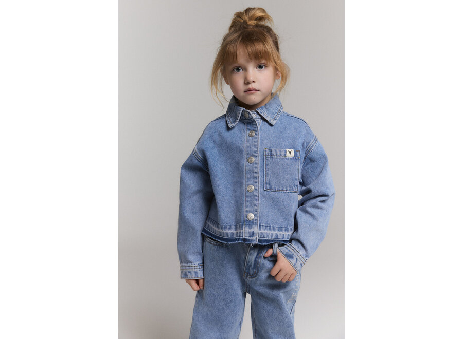 Kids Woven Flowy Denim Blouse Mid Denim Blue Meisjes  Blouse