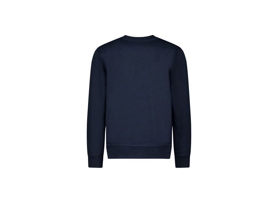Basic Sweater  Dark Navy Blue\White Jongens Trui