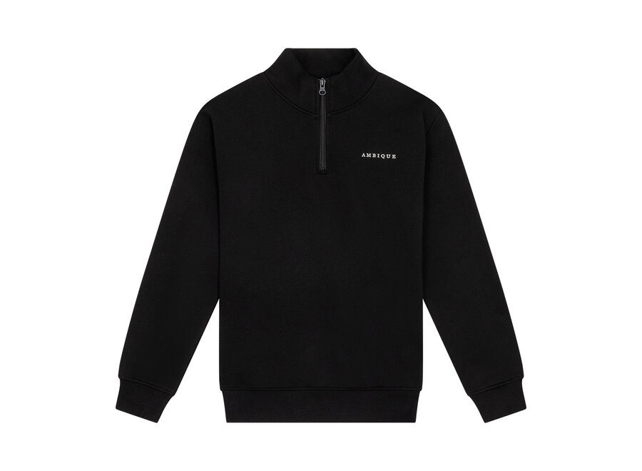 Quinten Quarter Zip  Black Jongens Trui