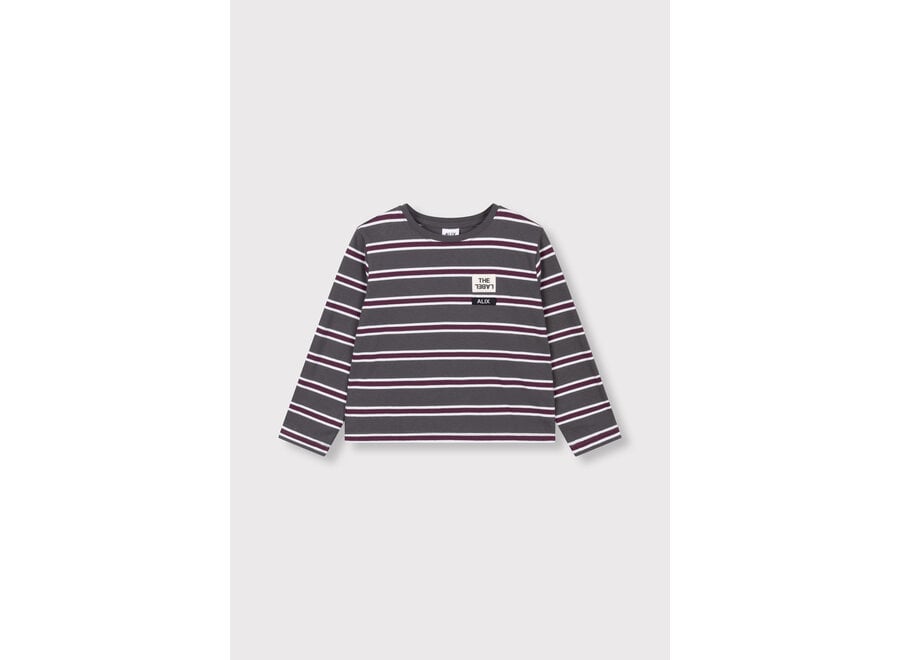 Kids Knitted Stripe Longsleeve  Antracite  Unisex  T-shirt