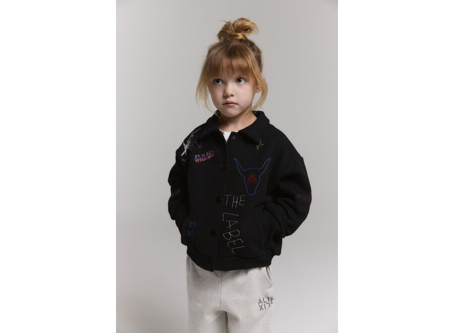 Kids Knitted Patches Jacket  Black Unisex  Jas